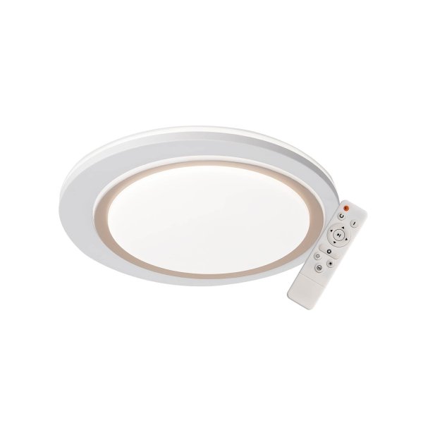 Plafonnier LED dimmable Bakar 35W Ø37 cm blanc et doré, dimmable compact